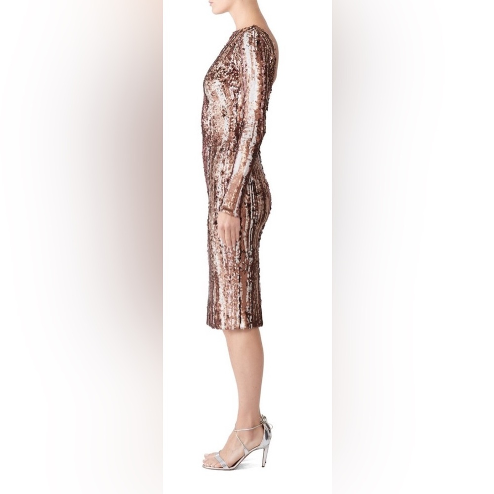 NWT Dress the Population Emery Sequin Midi Dress Matte Bronze Multi Medium - Picture 5 of 14